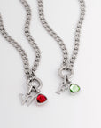 Letter & birthstone necklace - Adjustable