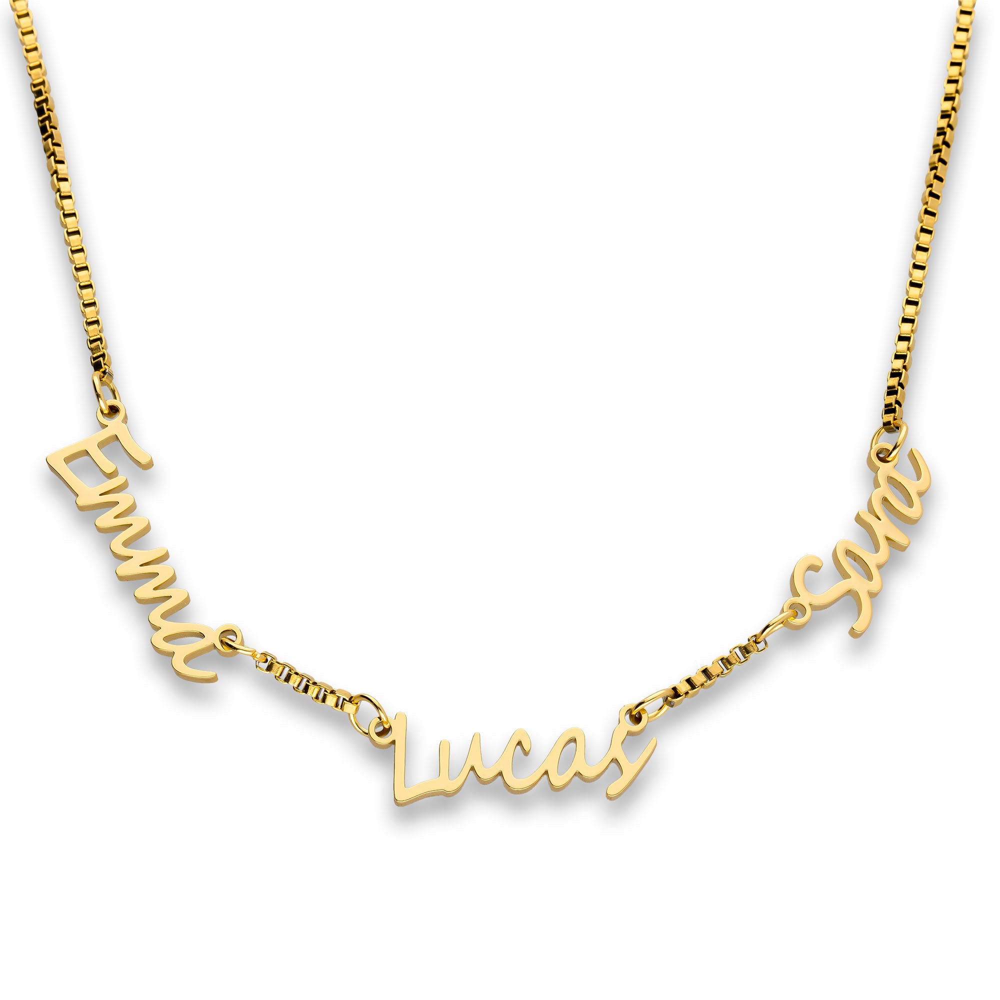 Multi name necklace gold - Personalized