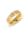 Zirconia heart ring gold - Stainless steel