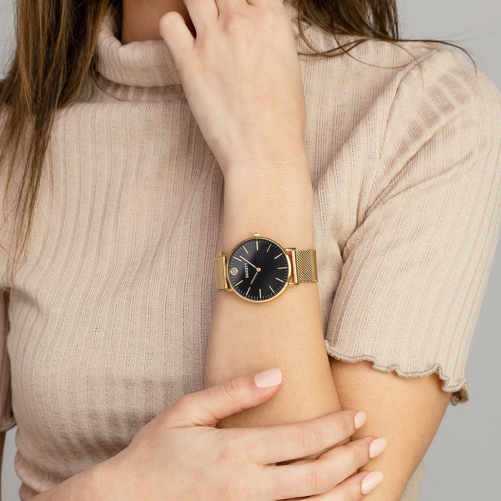 Black mesh + Mesh bracelet luxe gold - Stainless steel