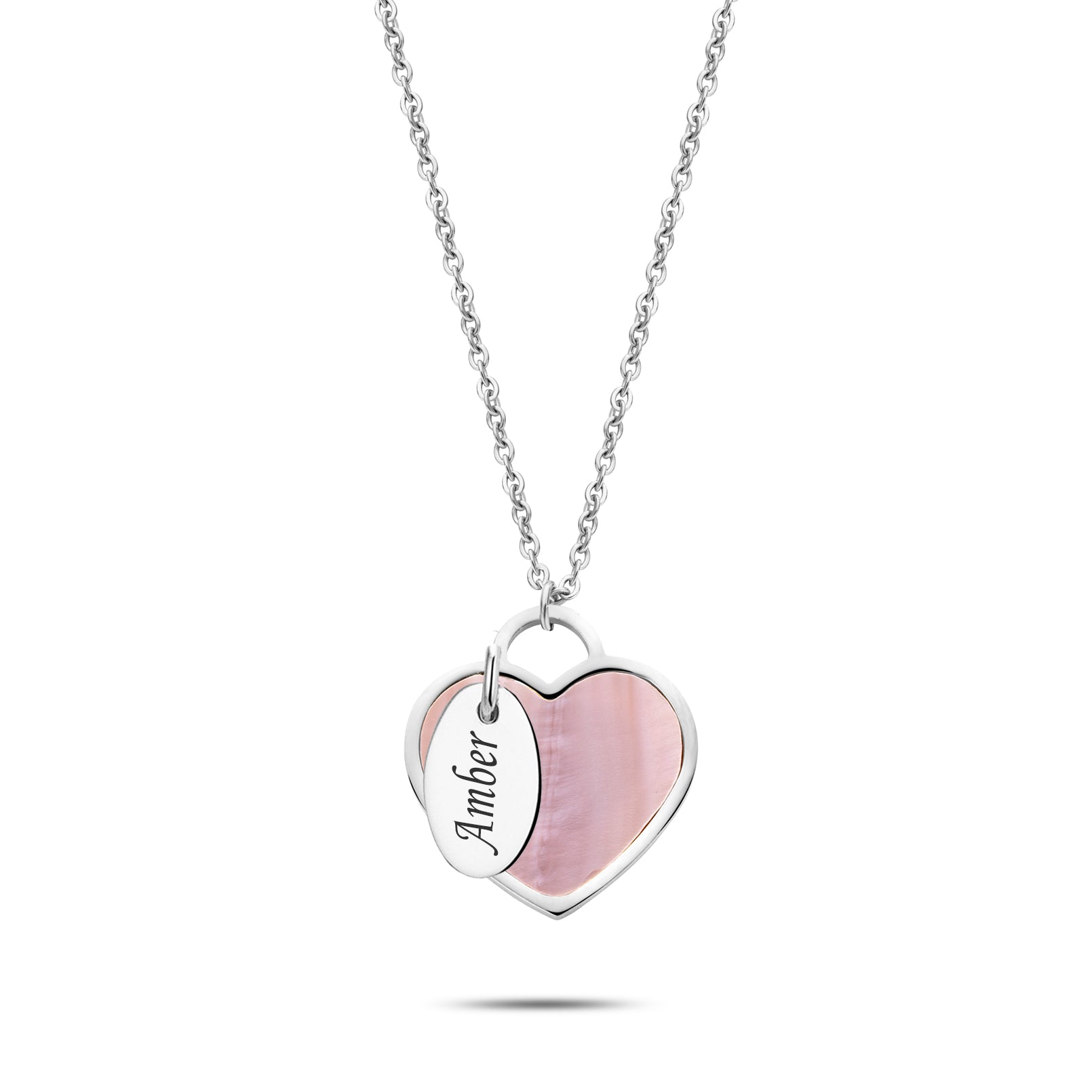 Seashell heart & tag silver - Personalized
