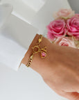 Letter & birthstone bracelet gold