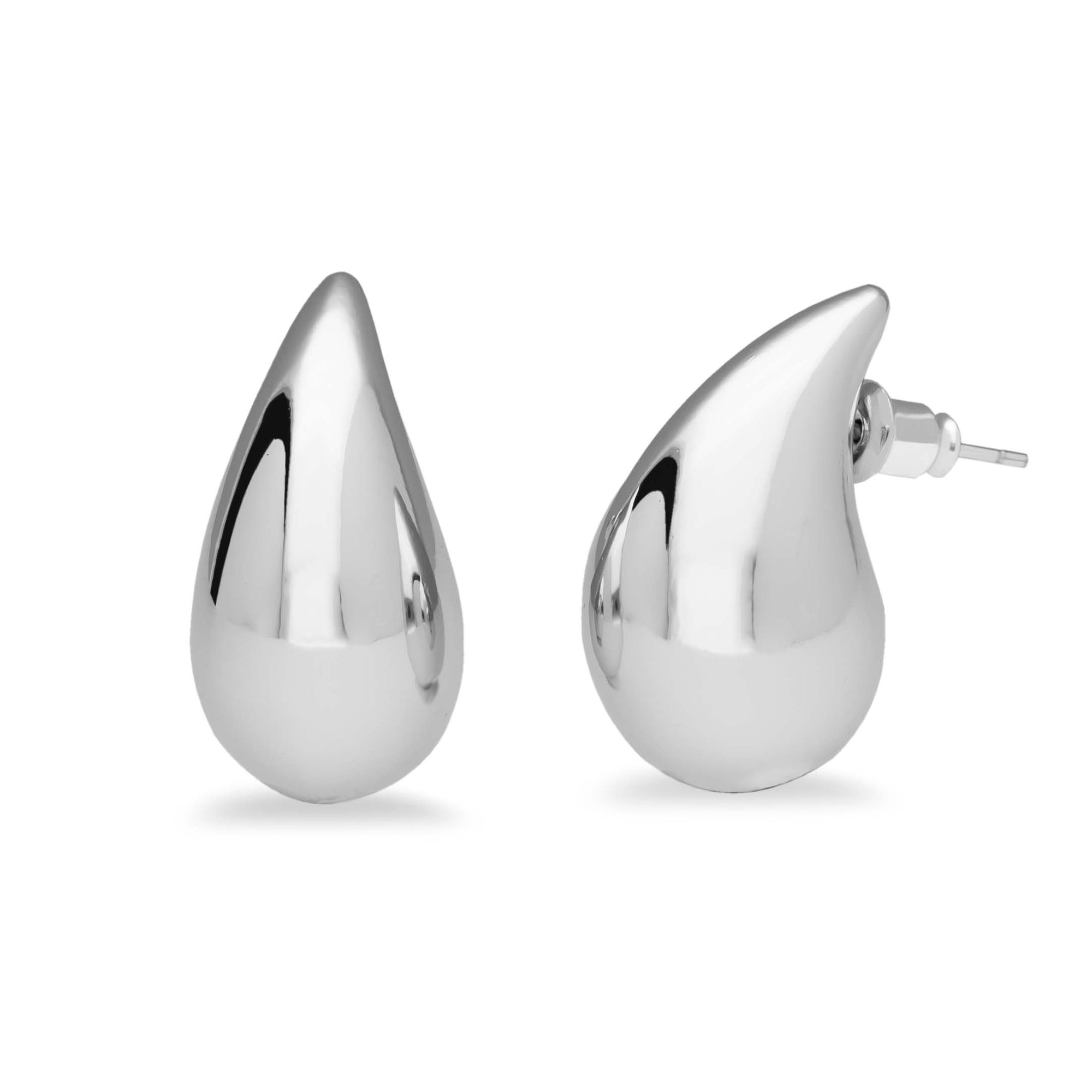 Chunky drop earring silver - Stainless steel