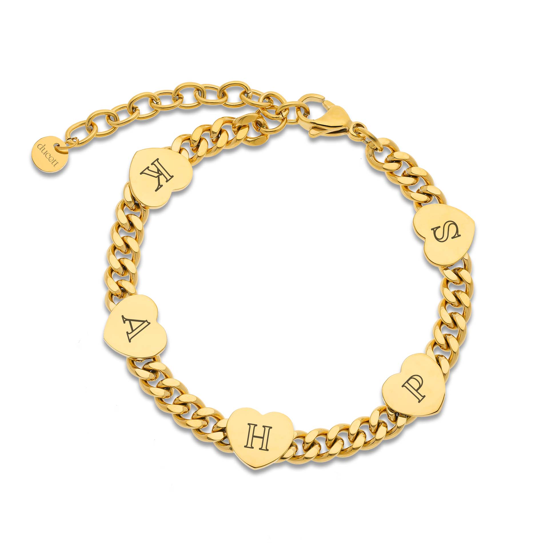 Five hearts bracelet gold