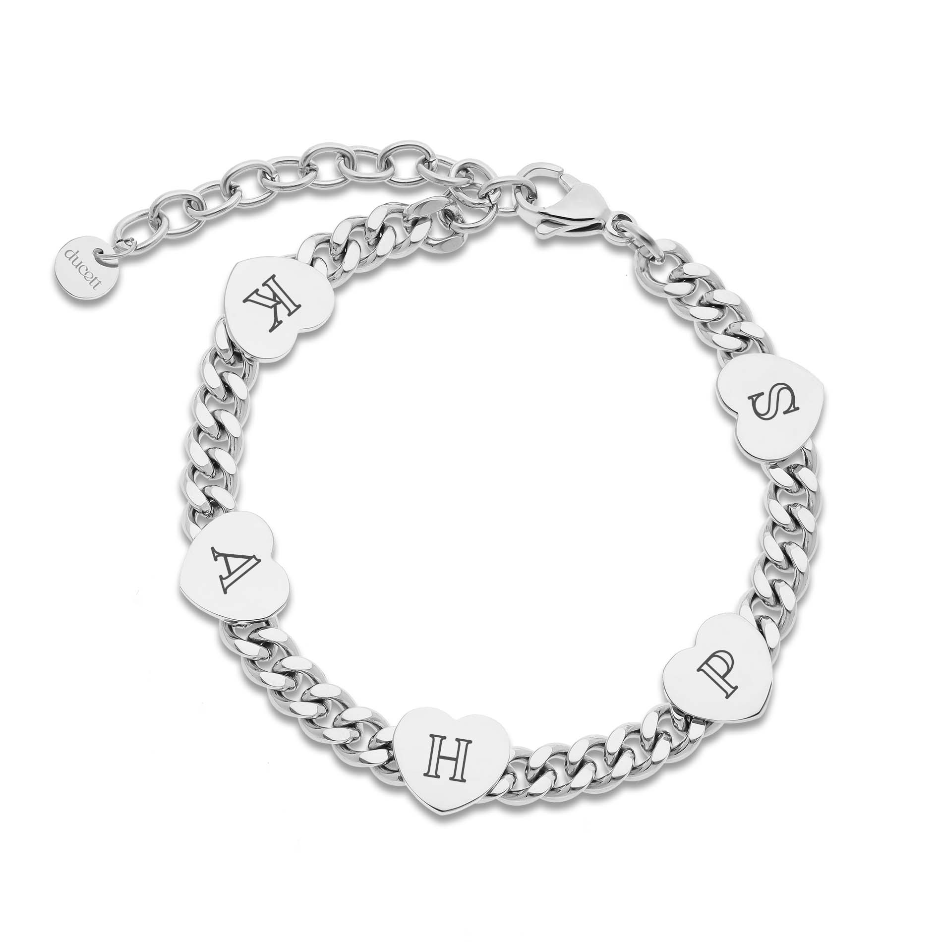 Five hearts bracelet silver