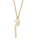 Vertical name necklace gold