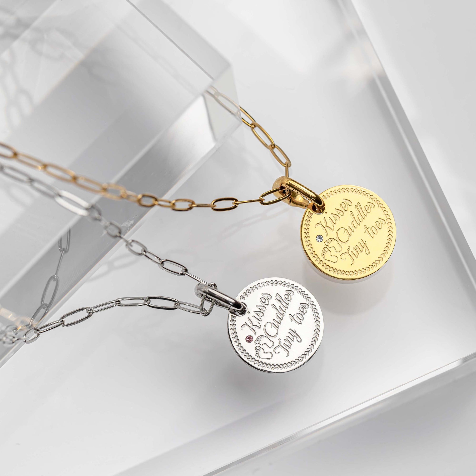 Coin babyfeet blue - Stainless steel