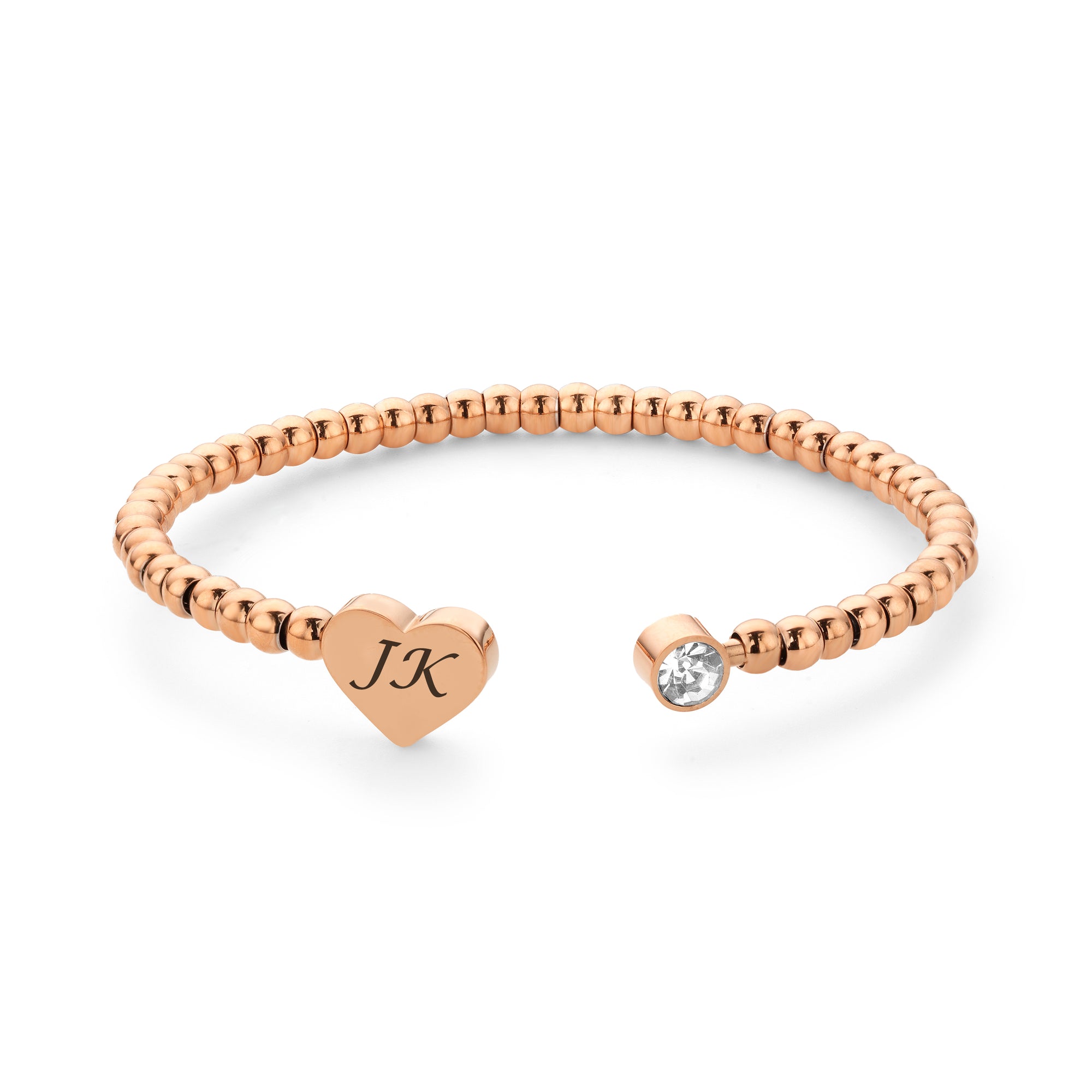 Heart ball bangle rosé gold - Personalized