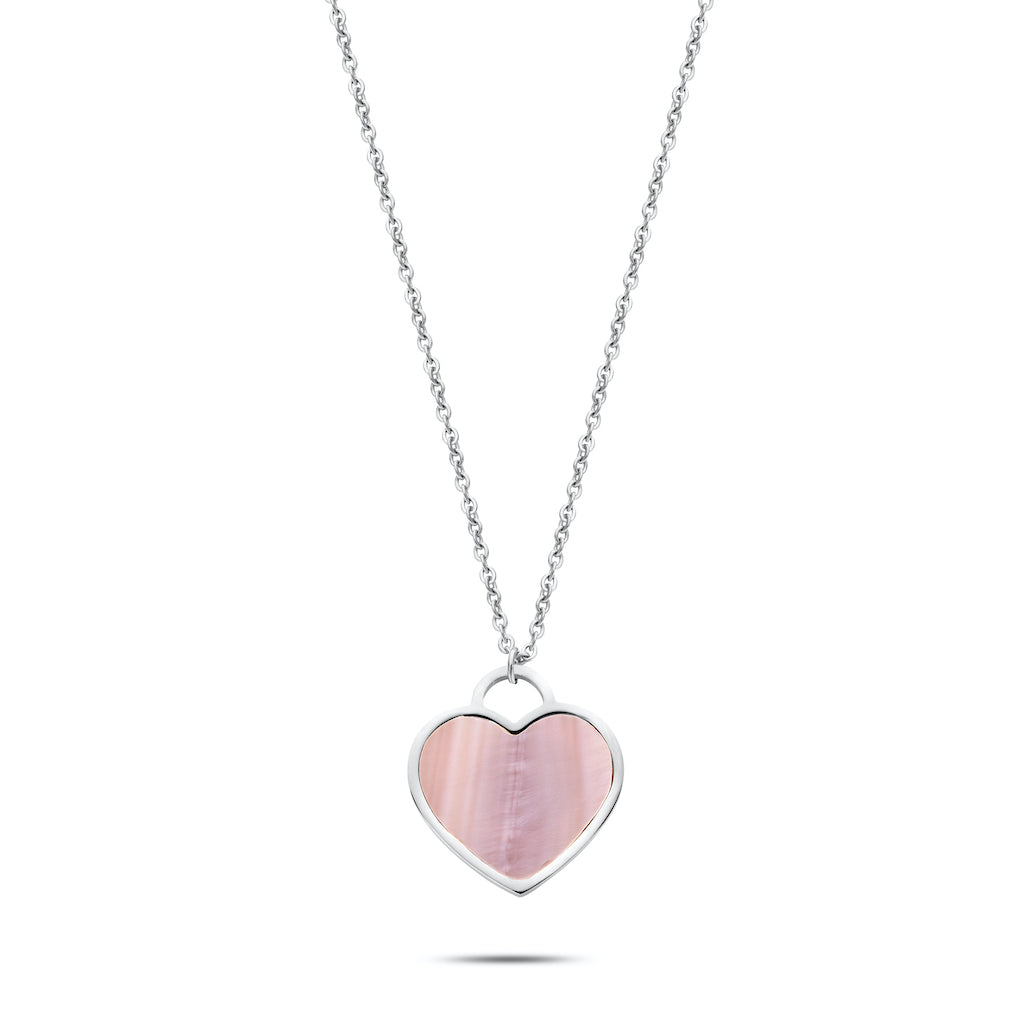 Heart pearl necklace silver