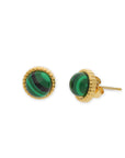 Malachite studs gold