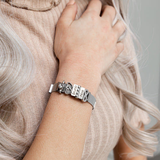Mesh armband zilver luxe