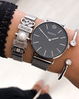 Black mesh + Mesh bracelet luxe silver